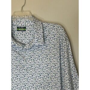 Ben Hogan Mens Golf Polo 2XL White Geometric Short Sleeve Casual Golf Ball Print